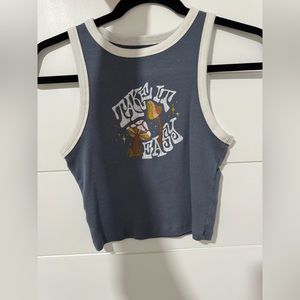 Blue grafic cropped tank